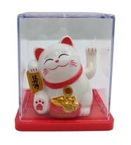 Maneki Neko El Sallayan Mini Şans Kedisi Beyaz Solar Güneş Enerjili 5x5cm Y5BYZ05