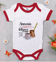 BK Kids Annemin Kahveye İhtiyacı Var Tasarımlı Kırmızı Bebek Body Zıbın-1