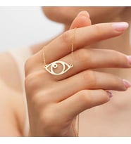 Kişiye Özel Minimalist Göz Kolye 925K Gümüş (Gold)