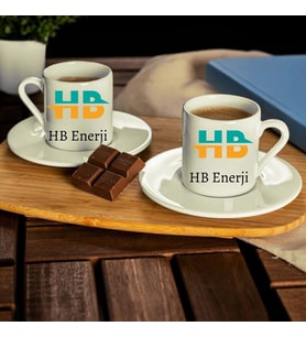 Kurumsal Hediye Logo Baskılı 2li Türk Kahve Fincanı Seti
