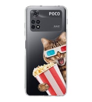 PrintiFy Poco M4 Pro 4G ile Uyumlu Kedi 1 Kamera Korumalı Şeffaf Kılıf
