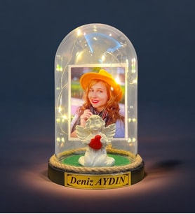 Kişiye Özel Led Lambalı Fanus ve Senin İçin Hediye Kartı - Kişiye Özel Hediye (Model 9)