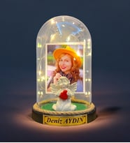 Kişiye Özel Led Lambalı Fanus ve Senin İçin Hediye Kartı - Kişiye Özel Hediye (Model 9)
