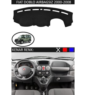 Fiat Doblo Airbagsiz 2000-2008 Için Uygun Torpido Koruma Halısı Siyah Kenar Renk Siyah
