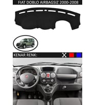 Fiat Doblo Airbagsiz 2000-2008 Için Uygun Torpido Koruma Halısı Siyah Kenar Renk Siyah