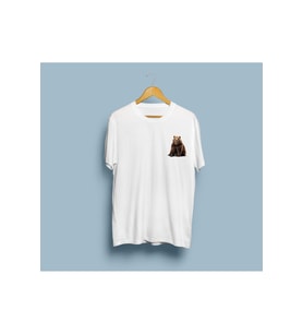 Oversize Boz Ayı Cep tasarım unisex T-shirt