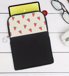 BK Gift Karpuz Tasarımlı Taşınabilir Koruyucu Tablet Kılıfı & Organizer Çanta - Siyah-1