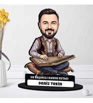Kanun Ustasına Hediye Kişiye Özel Karikatürlü Biblo