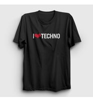 Presmono Unisex Beyaz I Love Techno T-Shirt 543290tt (Siyah)