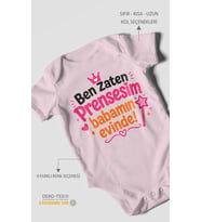 Ben zaten prensesim babamın evinde! Kısa Kollu Bebek Body %100 Pamuk