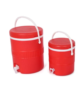 MUSLUKLU PLASTİK TERMOS SET 2 Lİ  ( 6+18 lt  ) (Kırmızı)
