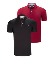 İKİLİ SET T8582 DEWBERRY ERKEK T-SHIRT-SİYAH-BORDO