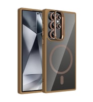 Samsung Galaxy S24 Ultra Uyumlu Kılıf Standlı ve Kamera Lens Hediyeli M-Safe Şarj Özellikli Zore Etro Kapak