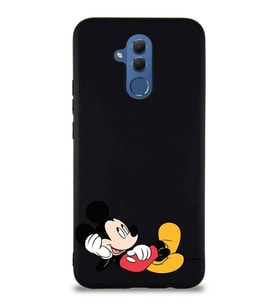 Huawei Mate 20 Lite Soft Premier Kapak Mickey Mouse-F Tasarımlı Silikon Kılıf - Siyah (Şeffaf)