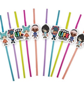 Toca Boca Temalı Artistik Pipet - 10 Adet