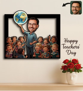 BK Gift Kişiye Özel Erkek Öğretmen Karikatürlü 3D Ahşap Tablo -20, Öğretmene Hediye, Öğretmenler Günü Hediyesi