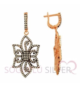 Söğütlü Silver rose zirkon taşlı küpe