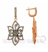Söğütlü Silver rose zirkon taşlı küpe