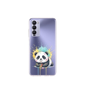 Tecno Camon 18 ile Uyumlu Splash Panda Tasarımlı Şeffaf Silikon Kılıf