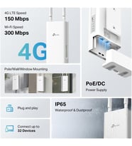 Tp-Link Tl-Mr100-Outdoor  4G Lte 300 Mbps Wi-Fi Outdoor Router  Ip65 Dış Mekan Koruma  Poe/Dc Güç
