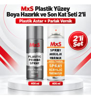MxS Plastik Yüzey Boya Hazırlık ve Son Kat Seti 2’li – Plastik Astar + Parlak Vernik 400 ml