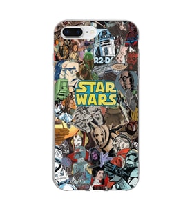 Iphone 7 Plus ve 8 Plus Uyumlu Star Wars Kolaj Tasarımlı Şeffaf Telefon Kılıfı