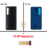 Xiaomi Mi Note 10 Lite Gece Yarısı Siyahı Arka Pil Kapağı Batarya Kapağı + B-7000 Yapıştırıcı