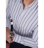 Beyaz Mavi Çizgili Slimfit Hediye Kutulu Erkek Gömlek (Beyaz-Mavi)