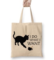I Do What I Want Ne İstersem Onu Yaparım Kedi Bez Çanta Uzun Saplı