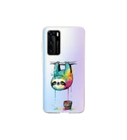 Huawei P40 ile Uyumlu Splash Tembel Hayvan Tasarımlı Şeffaf Silikon Kılıf