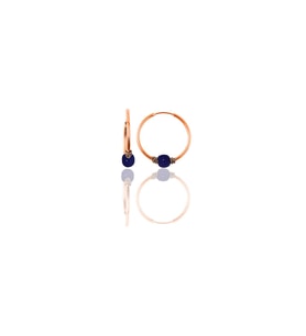Söğütlü Silver Gümüş rose 14 mm çivit mavisi halka küpe