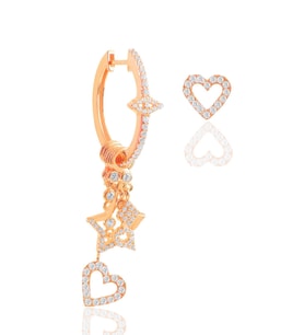 Gümüş Rose Zirkon Taşlı Kalp Modeli Şans Küpe SGTL12390ROSE