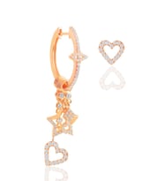 Gümüş Rose Zirkon Taşlı Kalp Modeli Şans Küpe SGTL12390ROSE