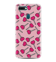 Oppo A5S A15 A16 A54 A55 A73 A74 Kılıf Desemli Silikon Heart Lollipop 1414