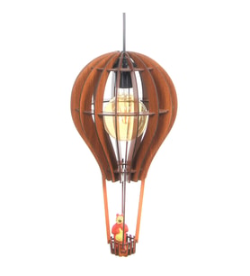 Çocuk Genç Odası İçin Doğal Ahşap Mdf 3D Puzzle Lazer Uçan Balon Avize - Biblo Ampul Dahil Değildir