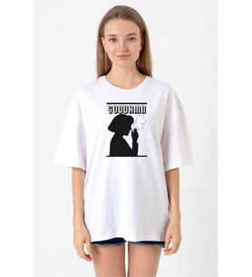 Pulp Fiction Goddamn Beyaz Kadın Oversize Tshirt
