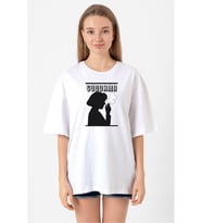 Pulp Fiction Goddamn Beyaz Kadın Oversize Tshirt