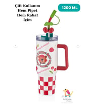 Vagonlife Pipetli Yalıtımlı Kahve Kupası 1200ml 12 Saate Kadar Sıcak/Soğuk Bardak Gövdeli Termos