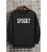Unisex Spooky Bisiklet Yaka Sweatshirt (Siyah)