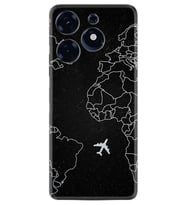 Tecno Spark 10 Pro Kılıf Resimli Desenli Silikon Platinium Series Black Plane 1868
