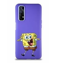 Realme 7 Soft Premier Kapak Sünger Bob Tasarımlı Silikon Kılıf - Mor (Şeffaf)