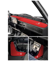 Renault 12 Toros Uyumlu Kırmızı Nakışlı Torpido Koruma Halısı & Vites Orta Konsol Yan Kaplama Seti