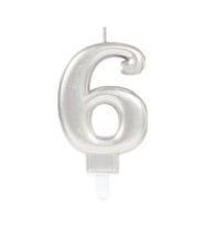 6 Rakamı Mum Gümüş Renk