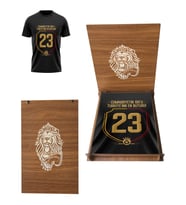 Galatasaray Lisanslı 2023 Şampiyonluk Çocuk T-Shirt Aslan Ahşap Kutulu (Siyah)