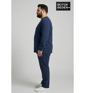 Superlife Erkek Büyük Beden Uzun Kollu Bisiklet Yaka Regular Fit Tişört SPR26BTS942