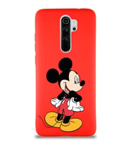 Xiaomi Redmi Note 8 Pro Soft Premier Kapak Mickey Mouse-D Tasarımlı Silikon Kılıf - Kırmızı (Şeffaf)