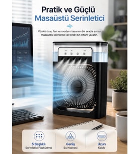 Serinletici Fan Type-C Bağlantı, Zamanlayıcı, 7 Renk Ambiyans Işığı