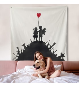 Bansky Kids on Guns - Silahlı Çocuklar Duvar Örtüsü-8336