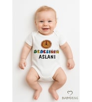 Dedesi'nin Aslanı Yazılı Bebek Çıtçıtlı Body Tulum  %100 Pamuk  Eğlenceli Aslan Baskı Zıbın (Beyaz)