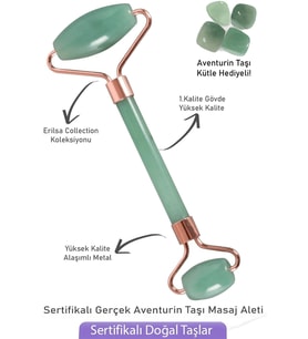 Sertifikalı Rose Aventurin Taşı Yüz Masaj Aleti - Kütle Hediyeli (Çok Renkli)
